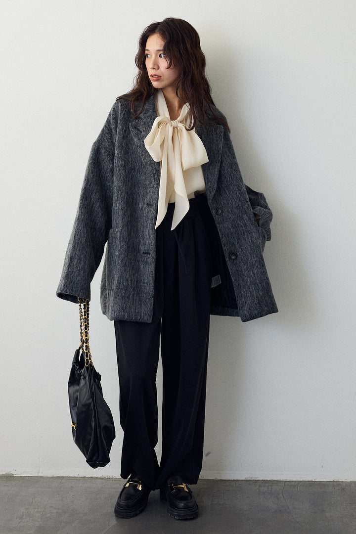 [予約/SET]シャギーミドル丈コート+2タック美シルエットパンツ(2set)