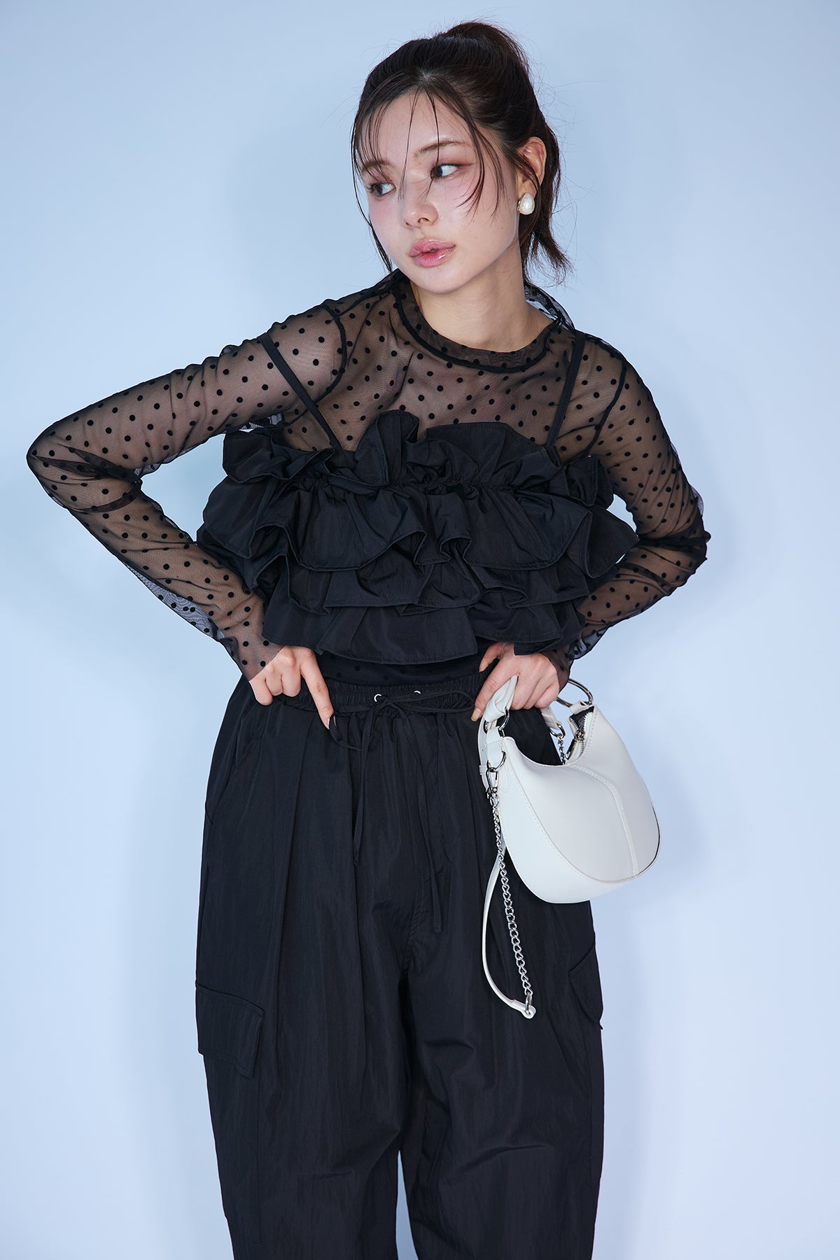 DRフロッキードッキングトップス 予約]シアードットフロッキートップス – Frene
