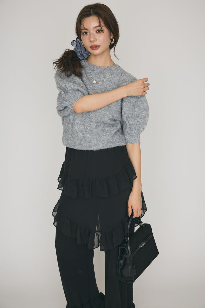 [予約]モヘアパフスリーブニットトップス