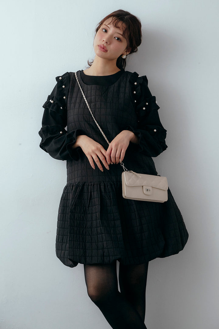 [予約/SET]フリルパールコンシャスブラウス+キルティングデザインミニジャンスカ(2set)