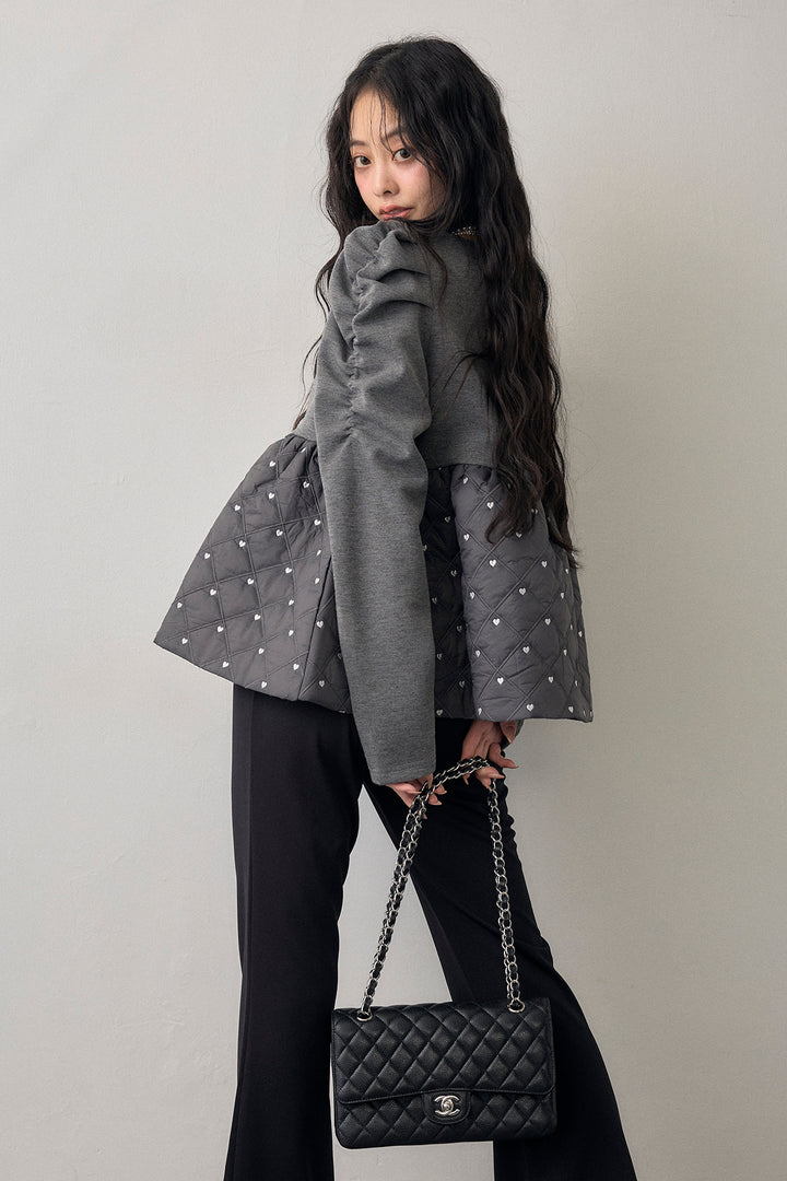 [予約/SET]ハートキルティングドッキングぺプラムチュニック+センタースリットパールパンツ(2set)