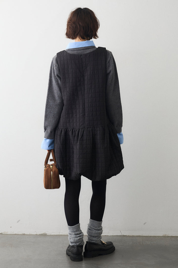 [予約/SET]シャツレイヤードニットプルオーバー+キルティングデザインミニジャンスカ(2set)