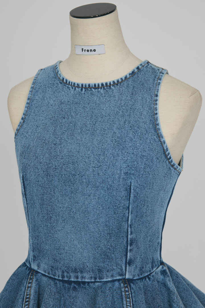 [予約]デニムペプラムバックZIPトップス