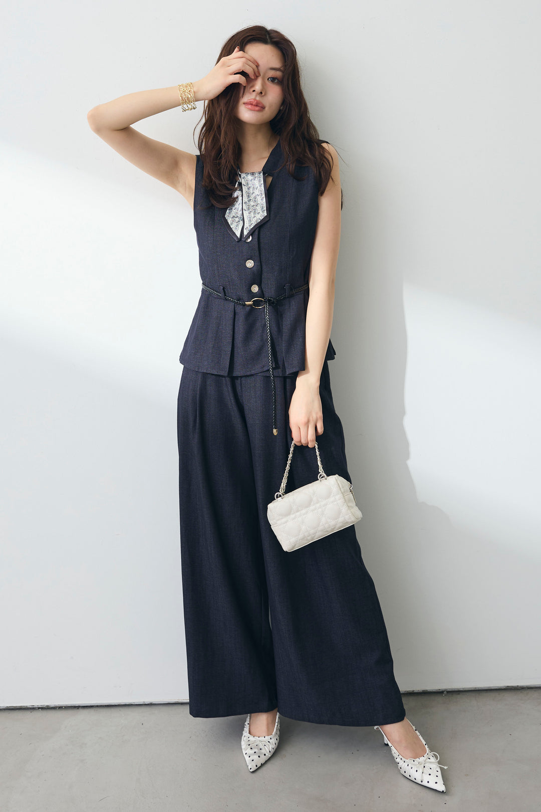 [予約]スカーフセットデニムマニッシュセットアップ