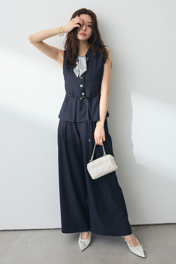 [予約]スカーフセットデニムマニッシュセットアップ