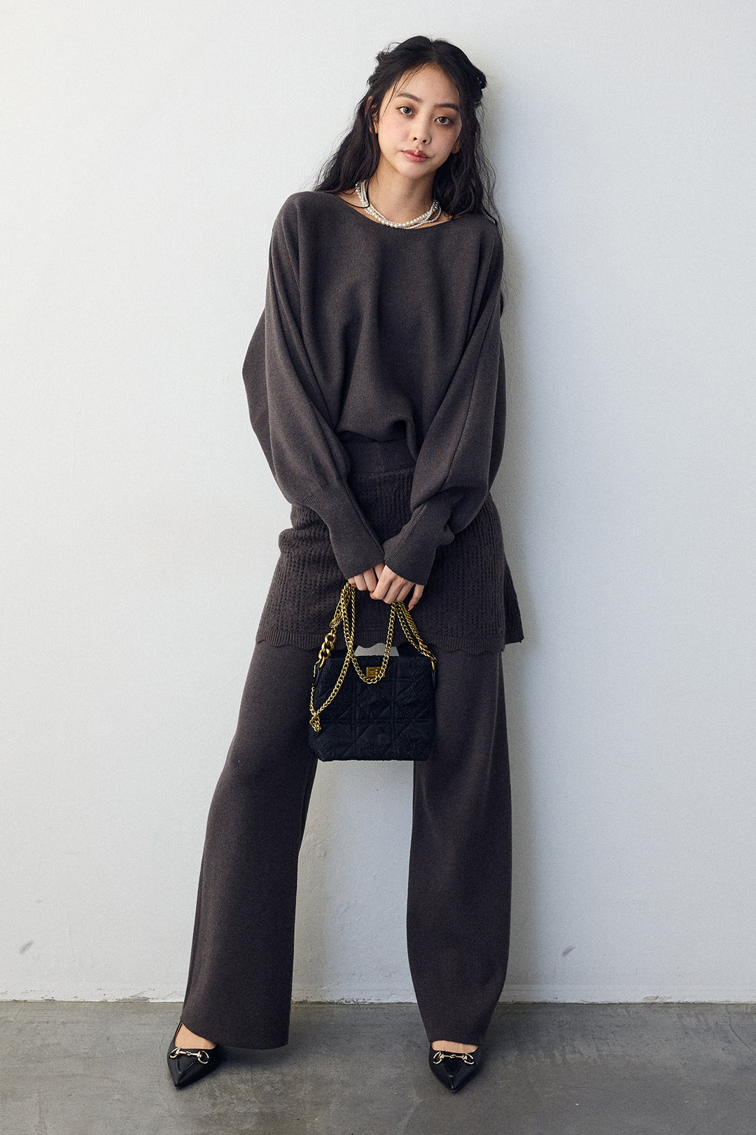 [予約]スカートレイヤードニットセットアップ