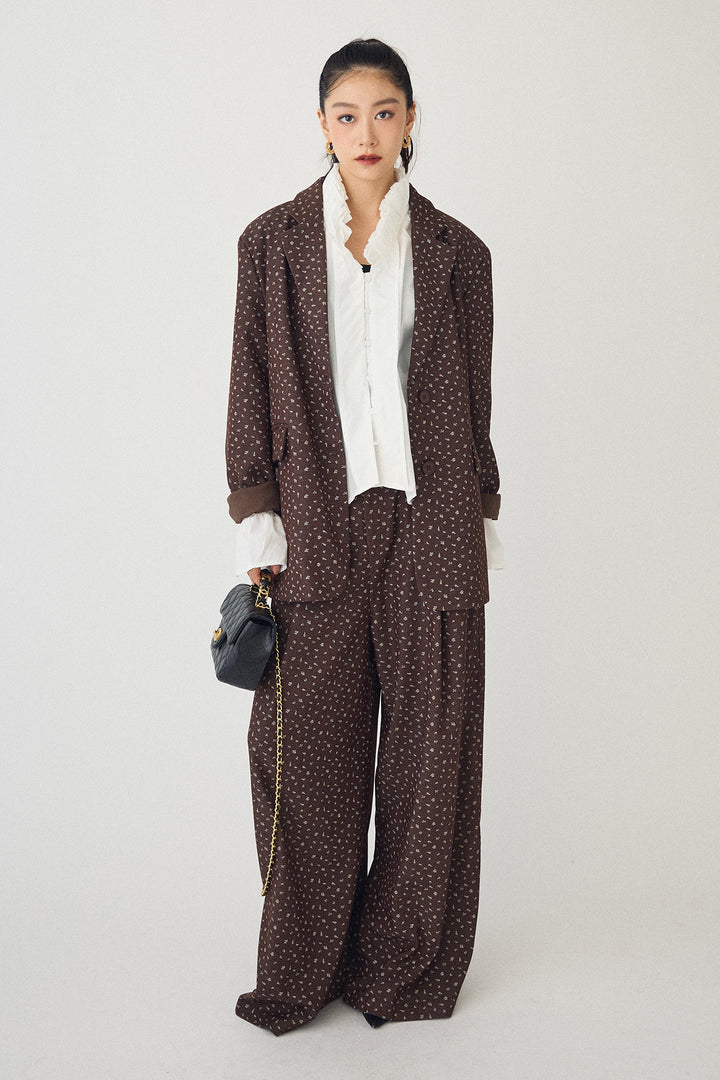 [予約/SET]ダブルプリーツカラーブラウス+ヴィンテージフラワー柄セットアップ(2set)