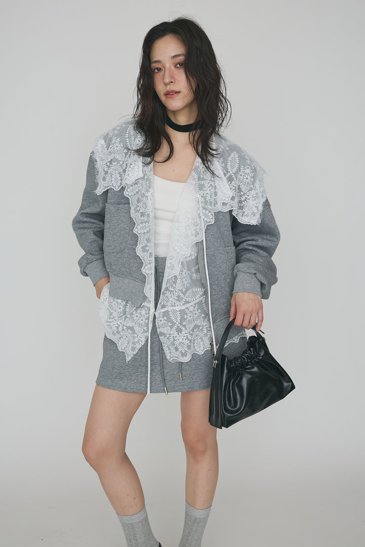 [予約]総レースカラーベストセットスウェットスカートセットアップ