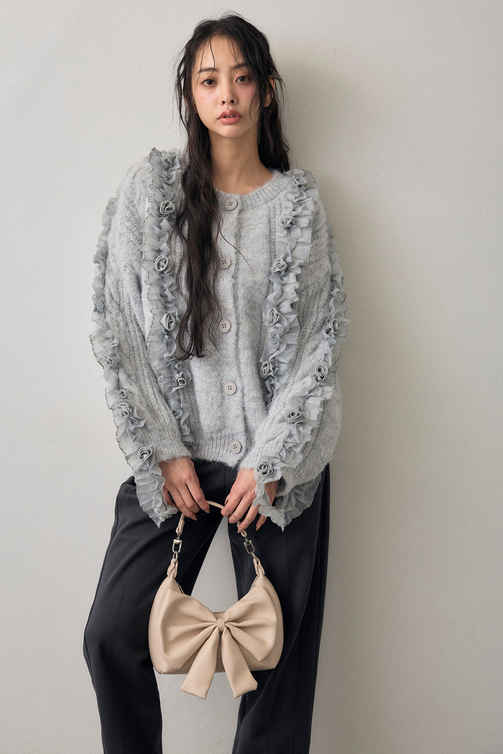 [予約]フリルローズドッキングニットカーデ