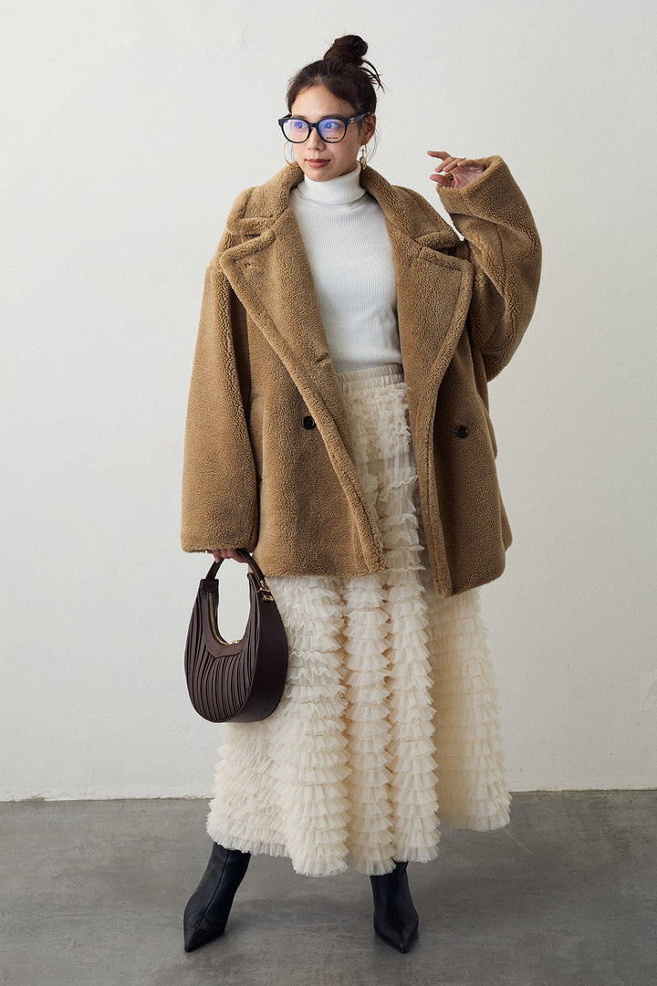 [予約/SET]テディボアミディ丈コート+ホイップチュールティアードスカート(2set)