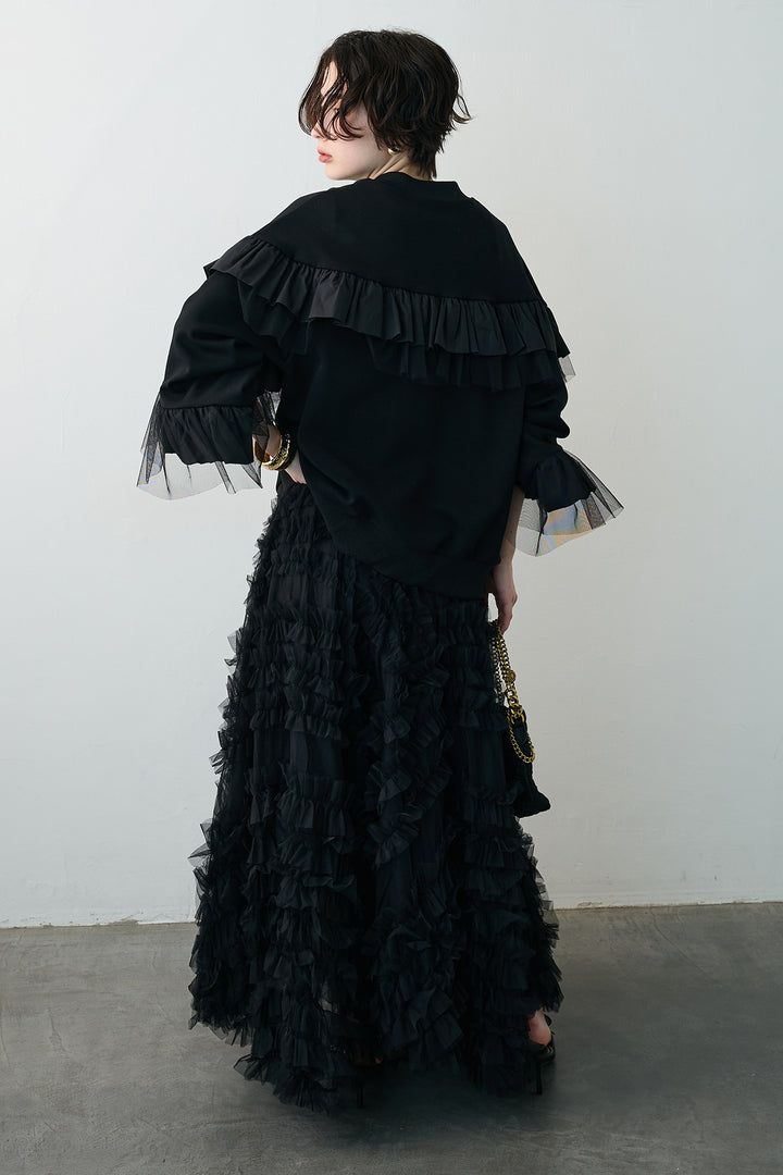 [予約/SET]フリルデザインダブルジップブルゾン+スフレアシメチュールスカート(2set)