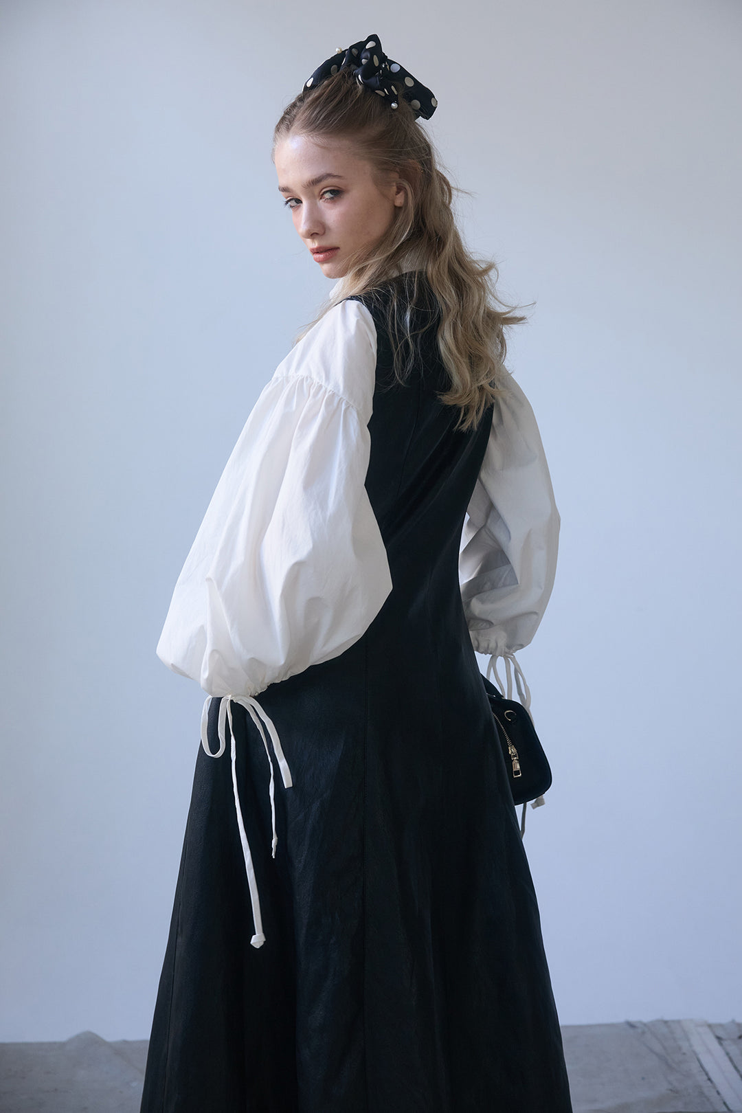 [予約/SET]ワイドスリーブドロストクロップドシャツ+フロントZIPレザーライクジャンスカ(2set)