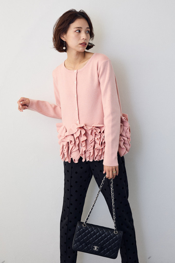 [予約]フリルホイップニットカーディガン