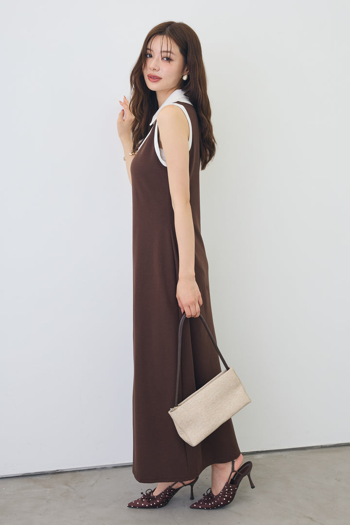 [予約]シャツレイヤードデザイン美ラインカットワンピ