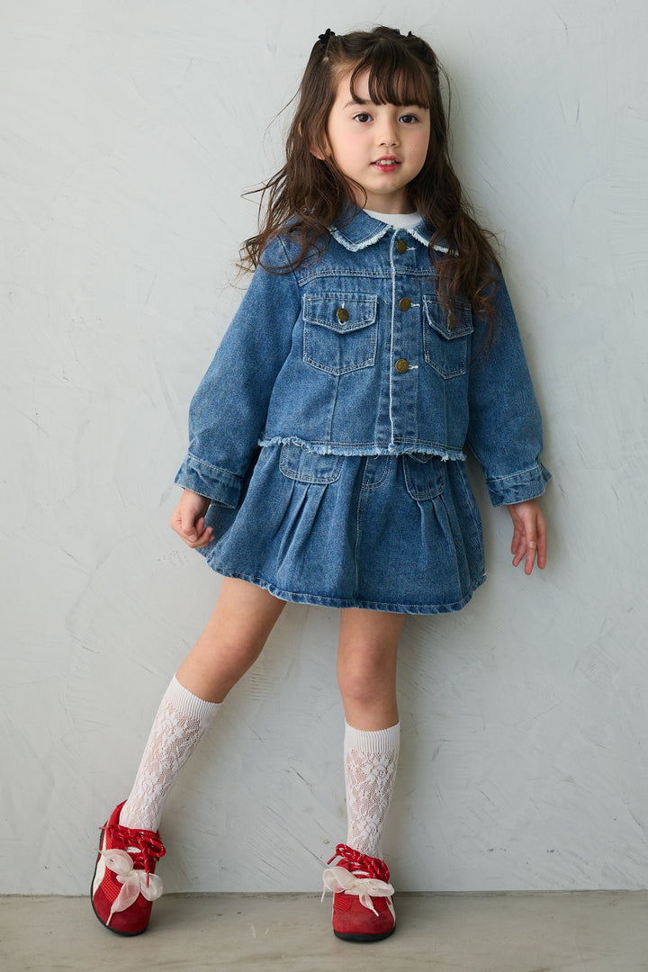 [予約](kids)ボックスプリーツデニムセットアップ