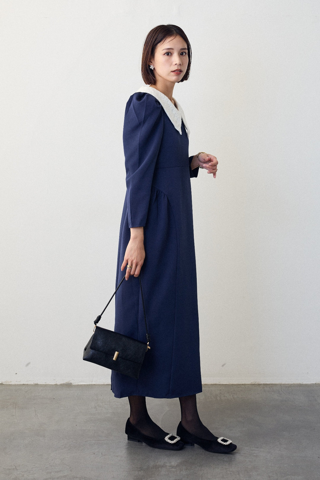 [予約]2wayレースカラーコクーンワンピース