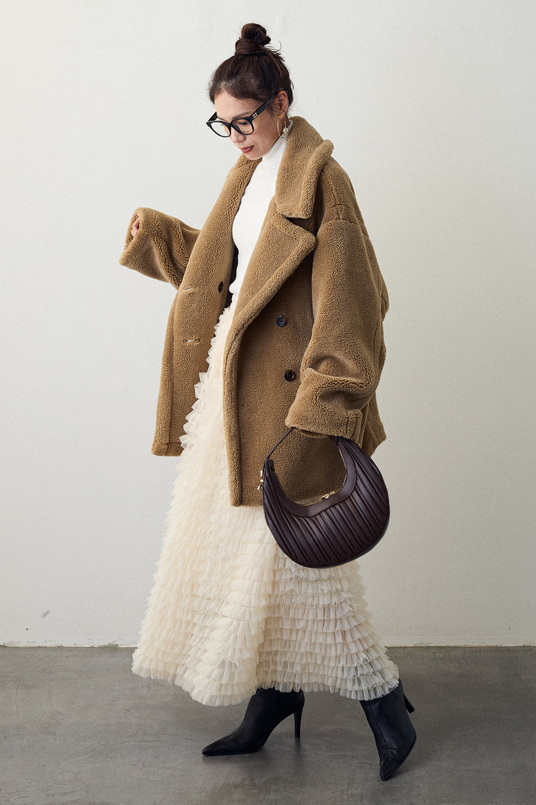 [予約/SET]テディボアミディ丈コート+ホイップチュールティアードスカート(2set)