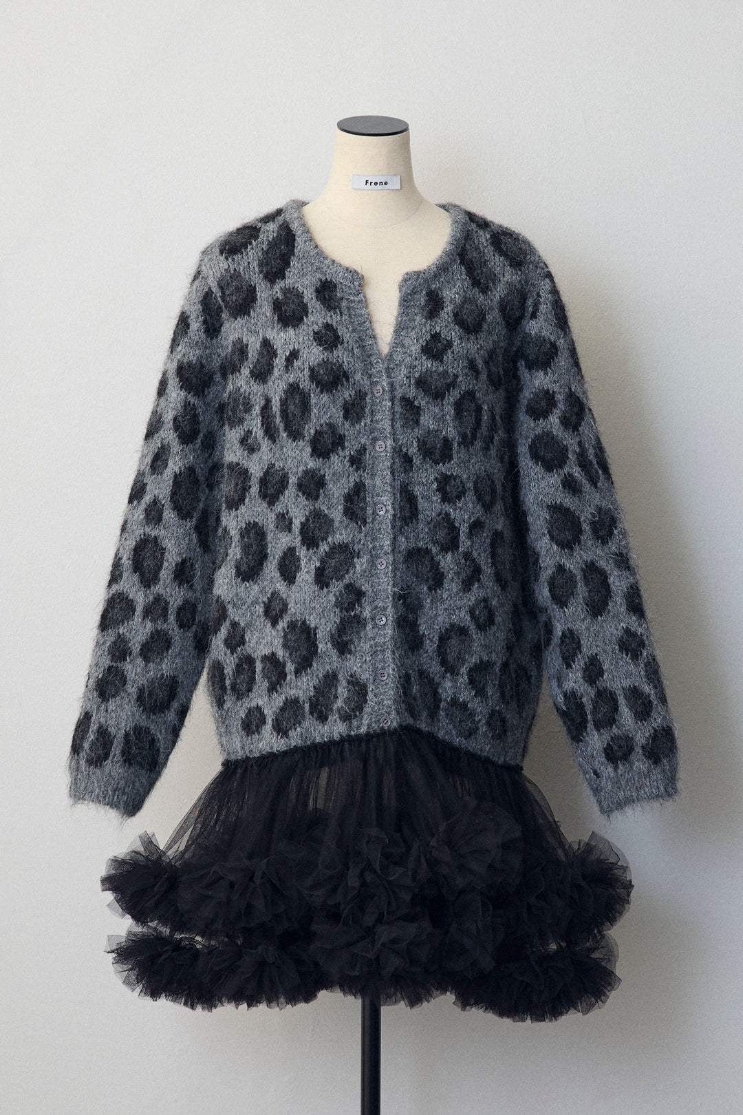 [予約]レオパード×チュールレイヤードカーデ