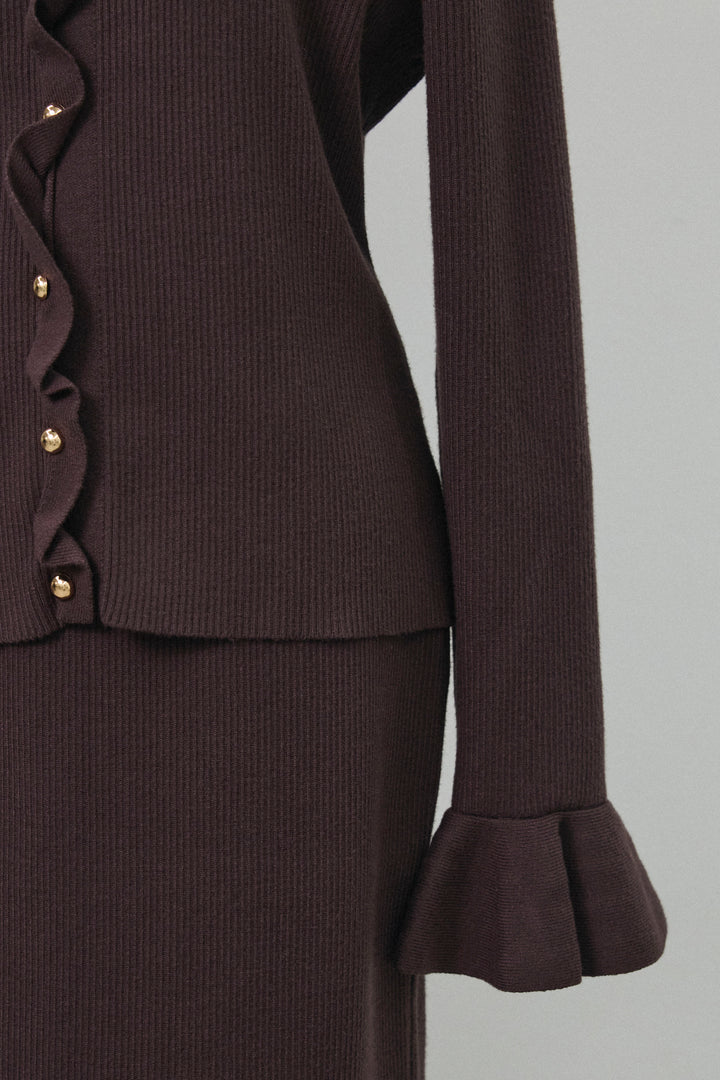 [予約]フロントラッフルデザインニットセットアップ