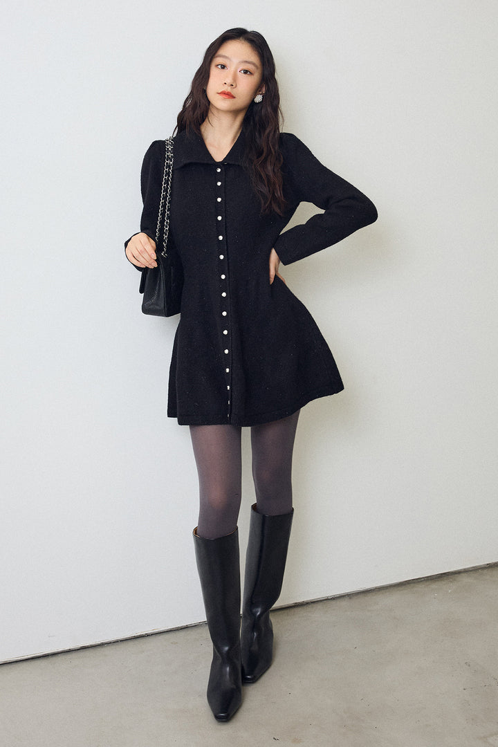 [予約]セミフレアラインニットミニワンピ