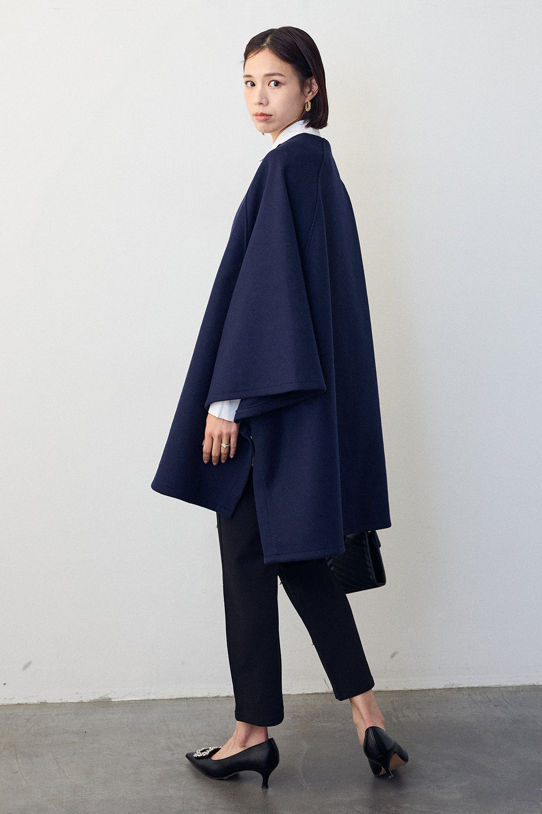 [予約/SET]ウールライクドルマンポンチョコート+センターシームランダムパールパンツ(2set)