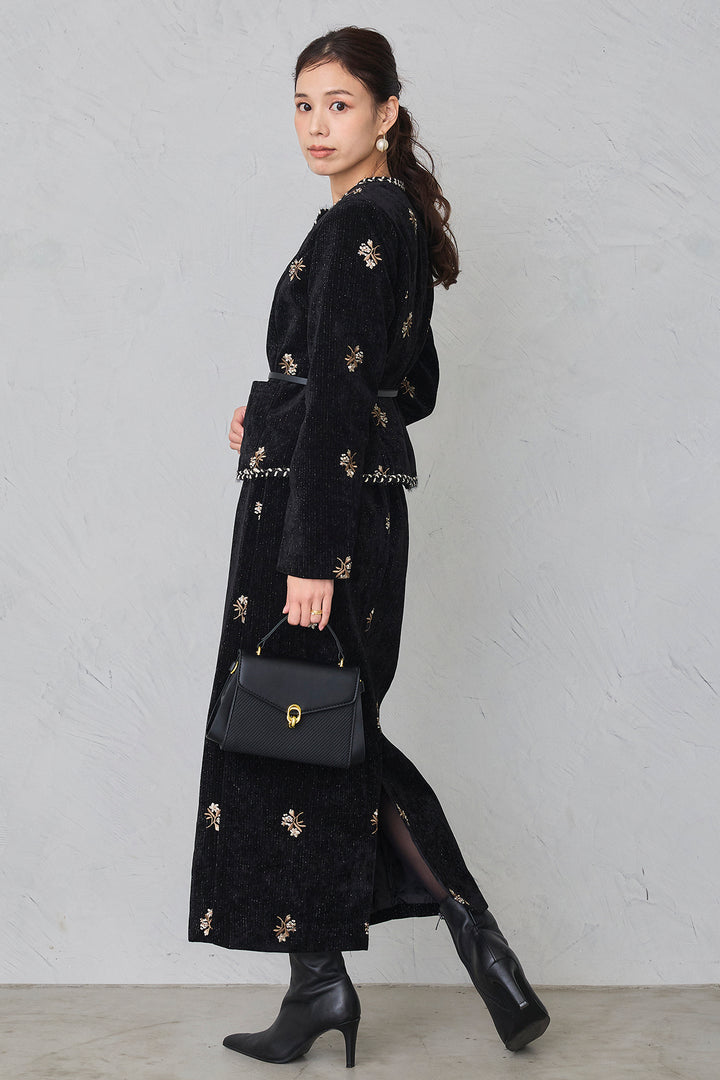 [予約]ヴィンテージフラワー刺繍ラメベロアセットアップ