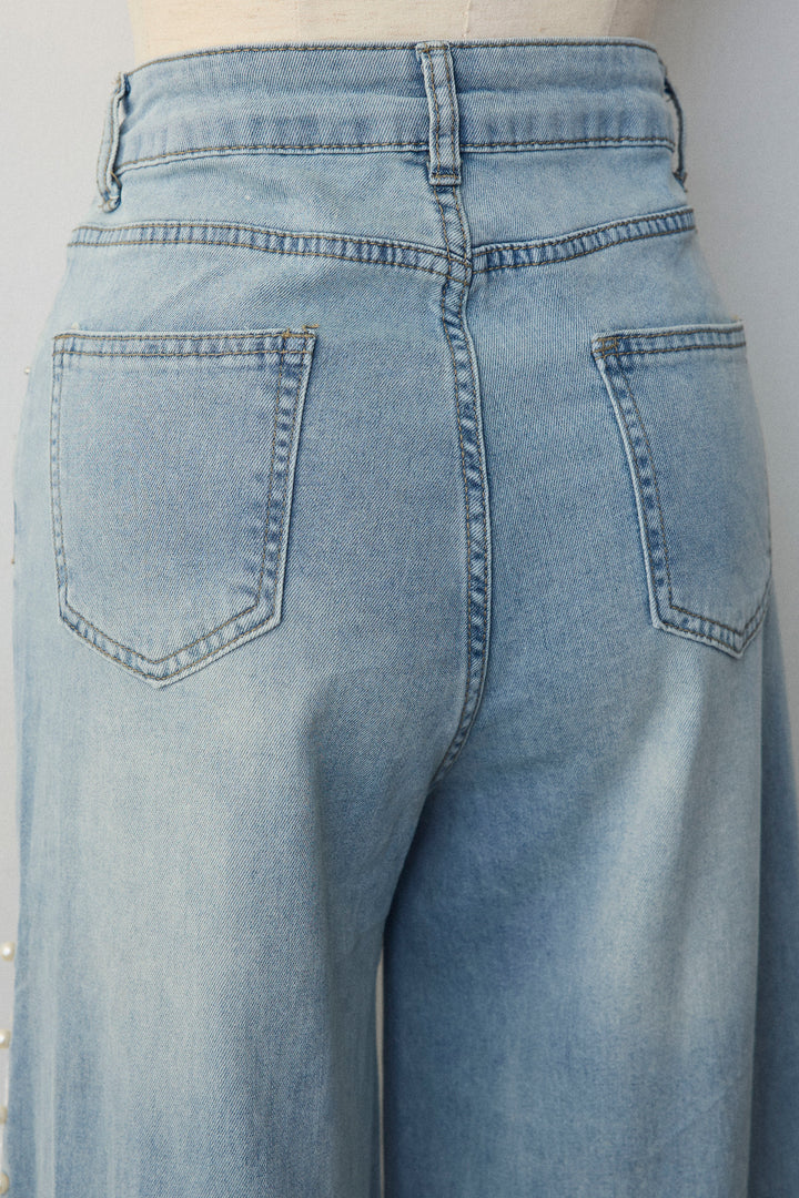 [予約]サイドレース切替ハイウエストデニム