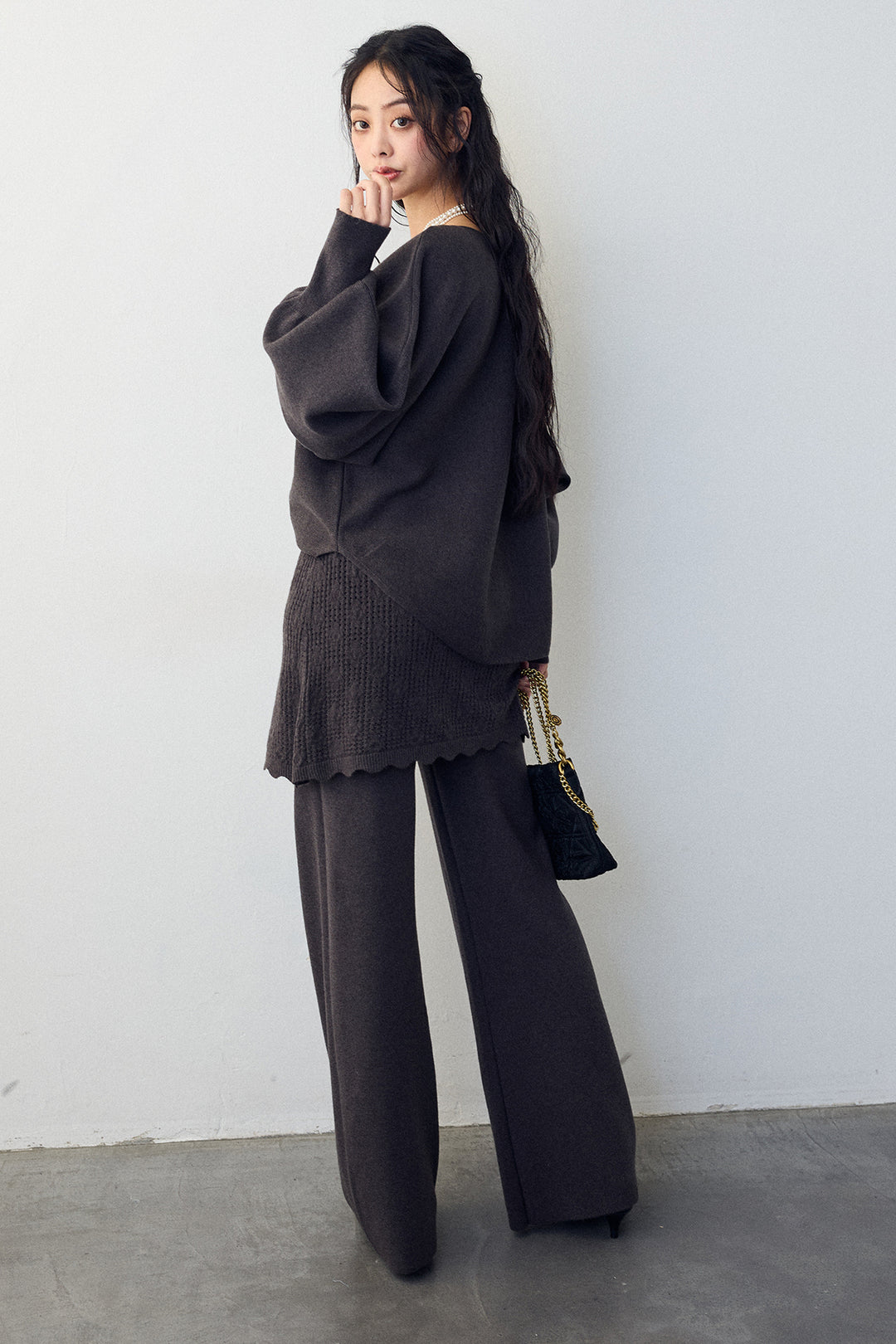 [予約]スカートレイヤードニットセットアップ