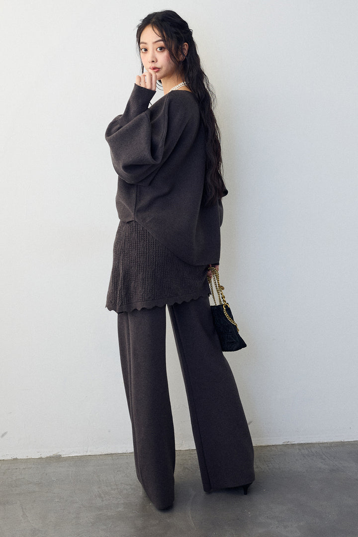 [予約]スカートレイヤードニットセットアップ