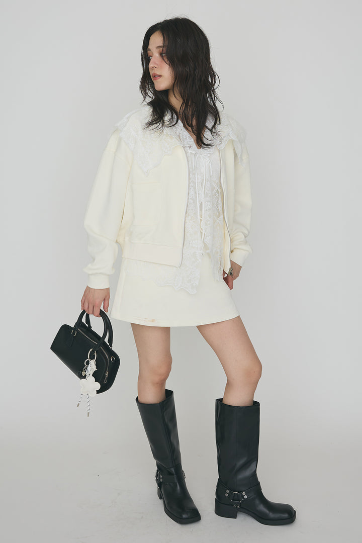 [予約]総レースカラーベストセットスウェットスカートセットアップ