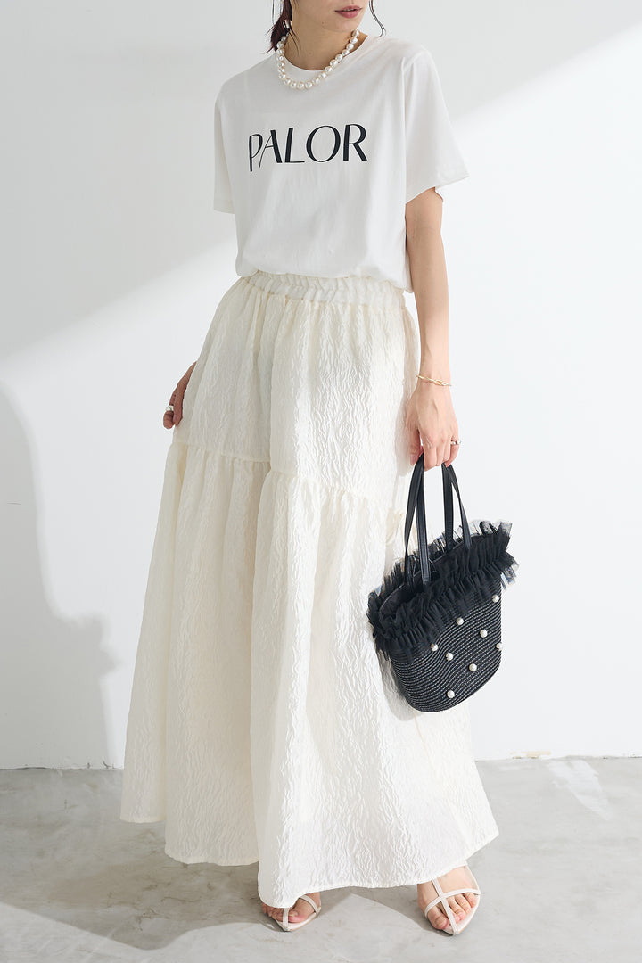 [予約/SET]PALOR Tシャツ+シアージャガードギャザーフレアスカート(2set)
