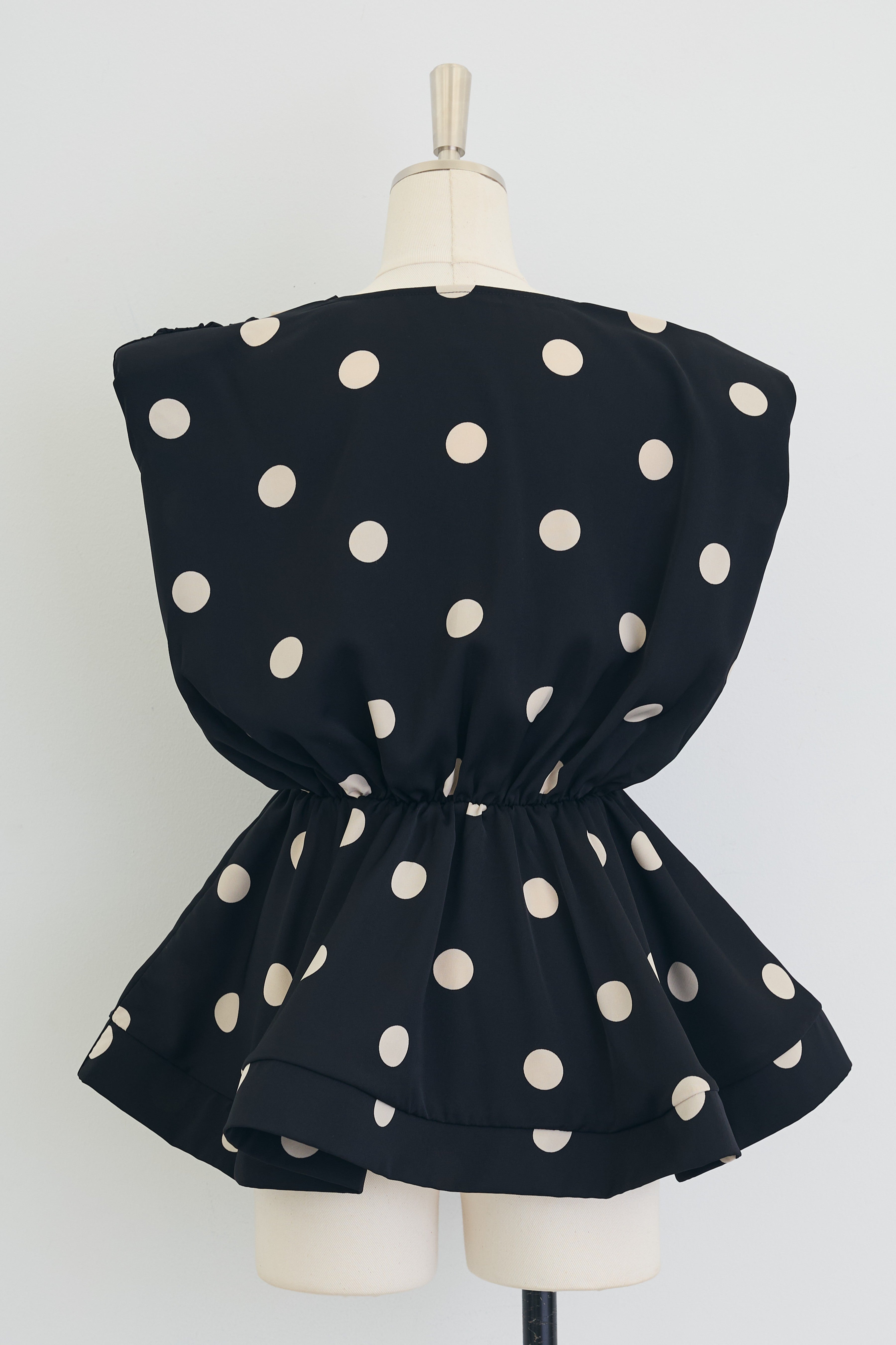 予約]レトロドットカシュクールブラウス – Frene