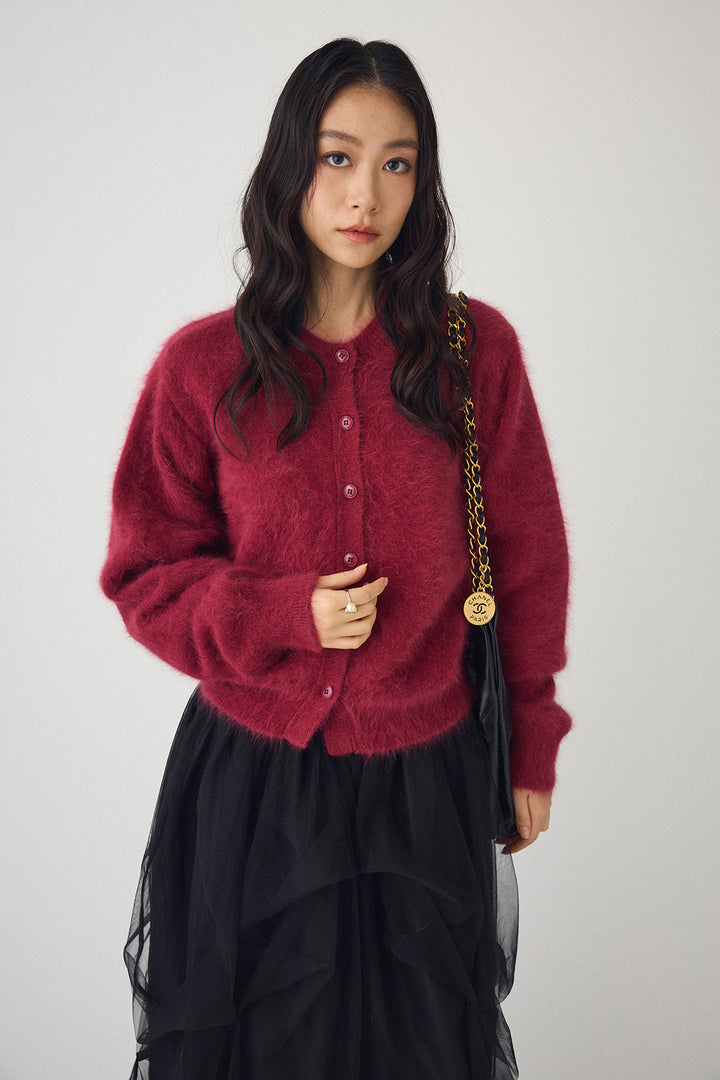 [予約/SET]ウールソフトカーディガン+マルチパターンタックチュールスカート(2set)