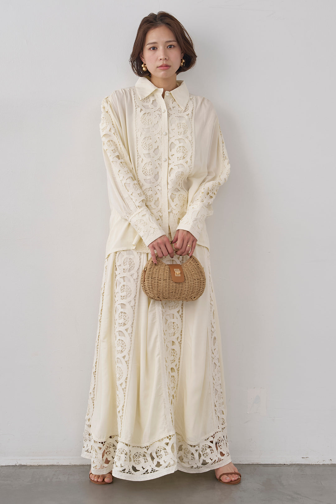 [予約]ヴィンテージライクレースシャツセットアップ