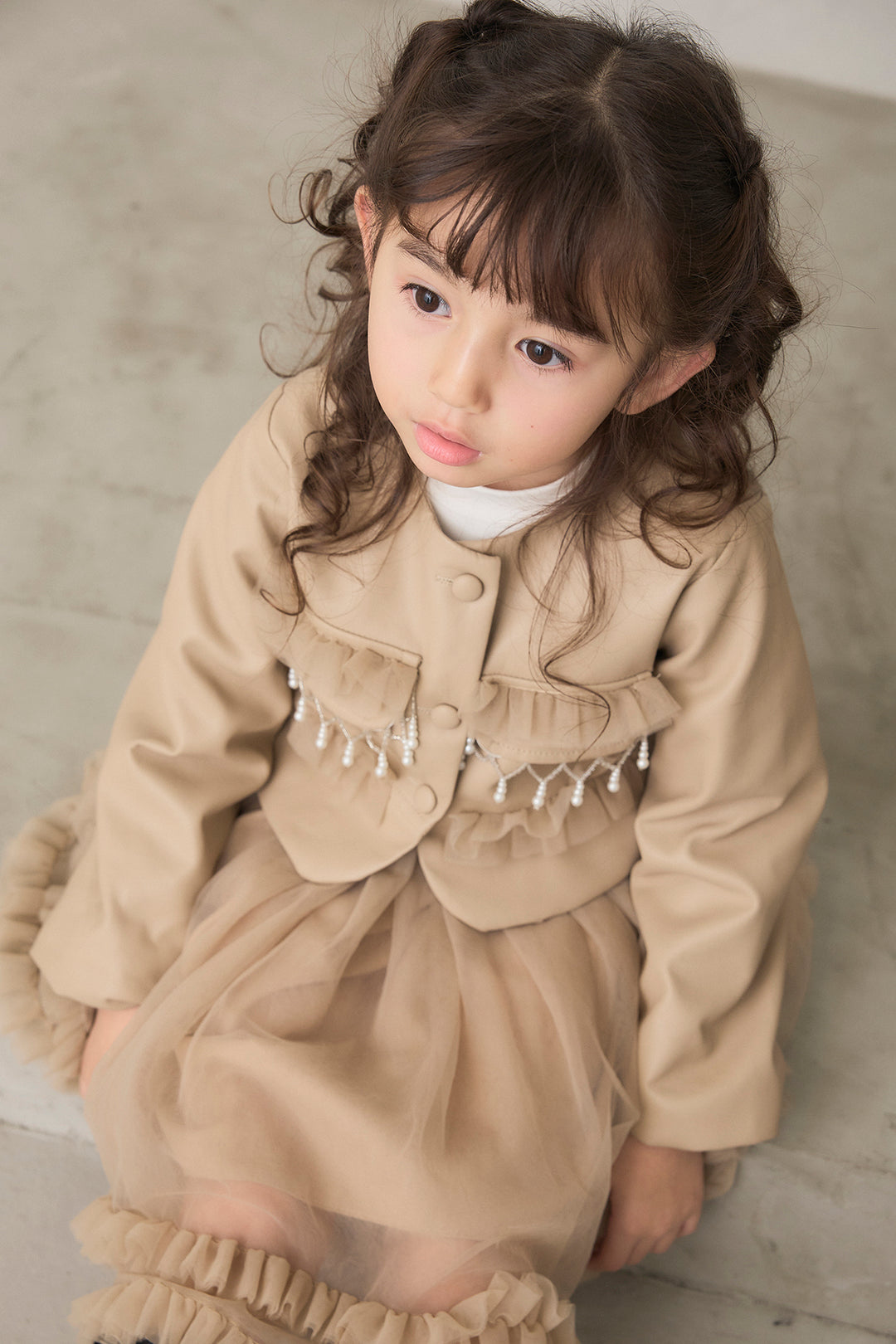 [予約]フリルヘムチュールワンピ＋ジャケットセット