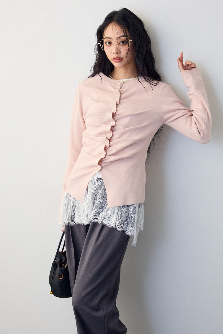 [予約]フロントギャザーデザインカーデ