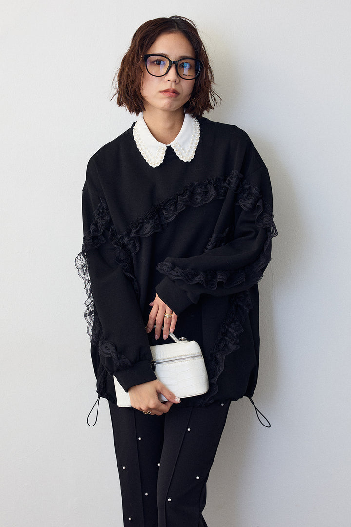 [予約]レースフリルランダムラインスウェット