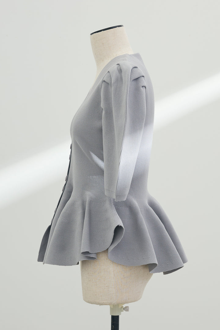 [予約]美ラインペプラムハーフスリーブニット