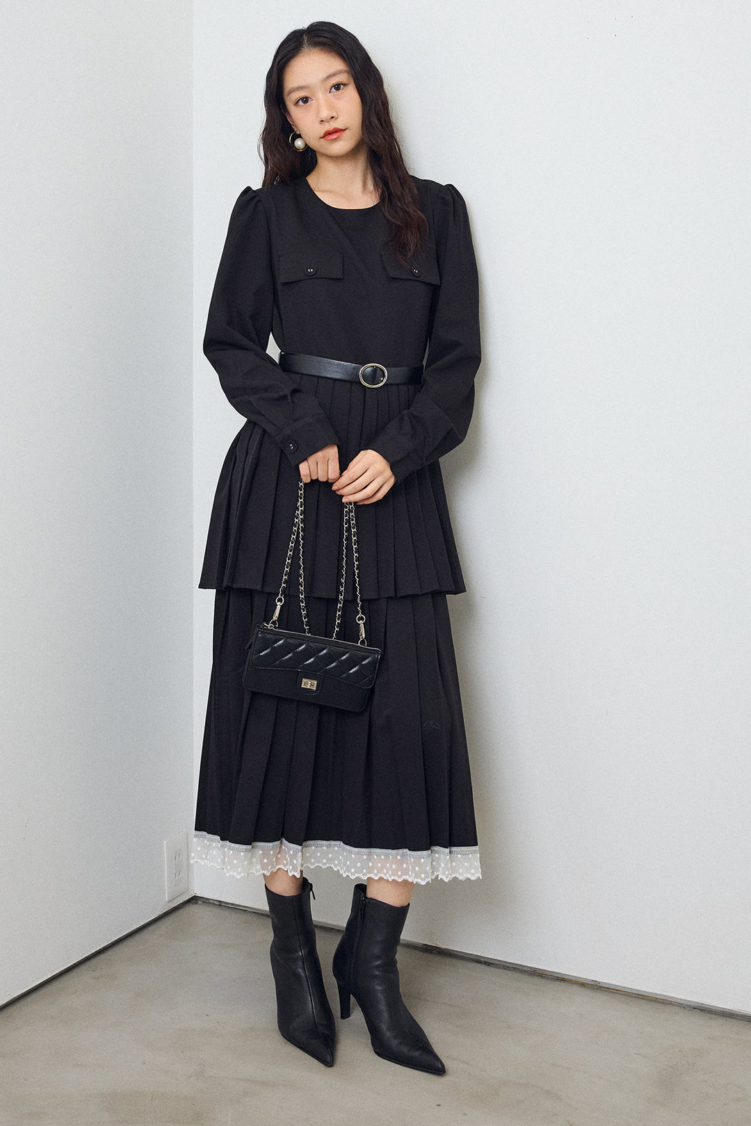 [予約]ダブルプリーツクラシカルワンピース