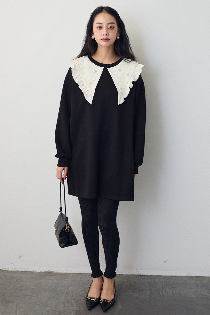 [予約]パールフラワーBIGカラースウェットワンピ