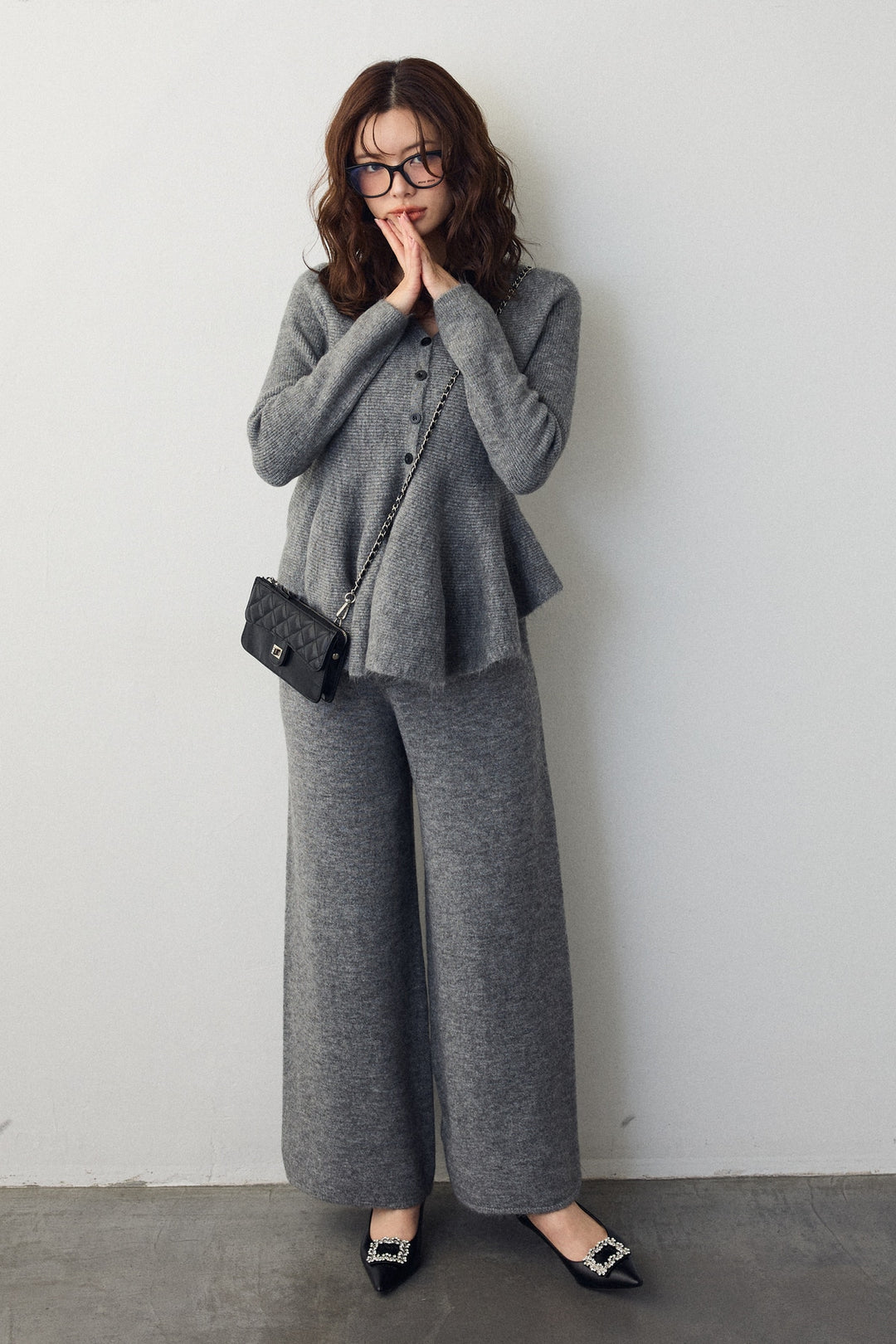 [予約]美ラインペプラムニットセットアップ