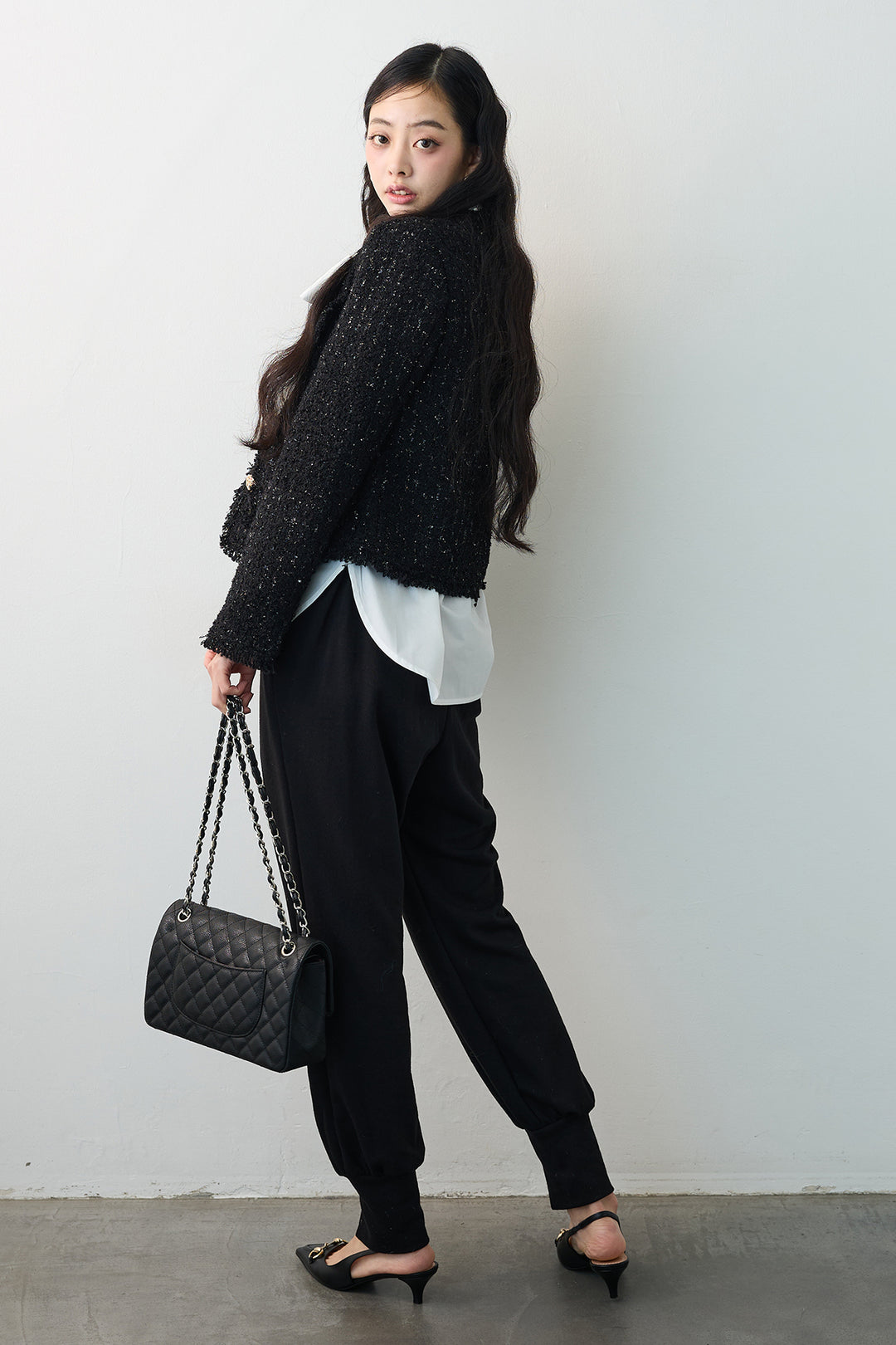 [予約]フリンジツイードゴールドボタンジャケット