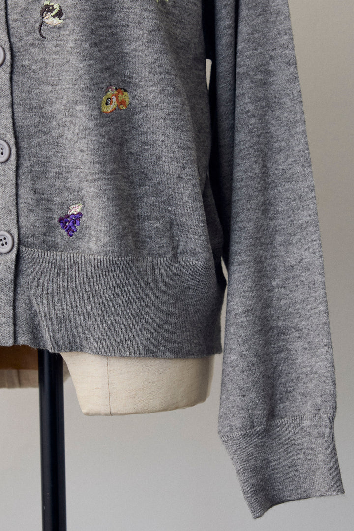 [予約]フルーツフラワー刺繍ニットカーデ