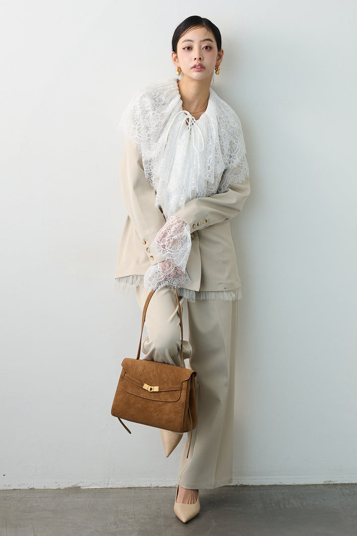 [予約]ハイウエストリボン付きストレートパンツ