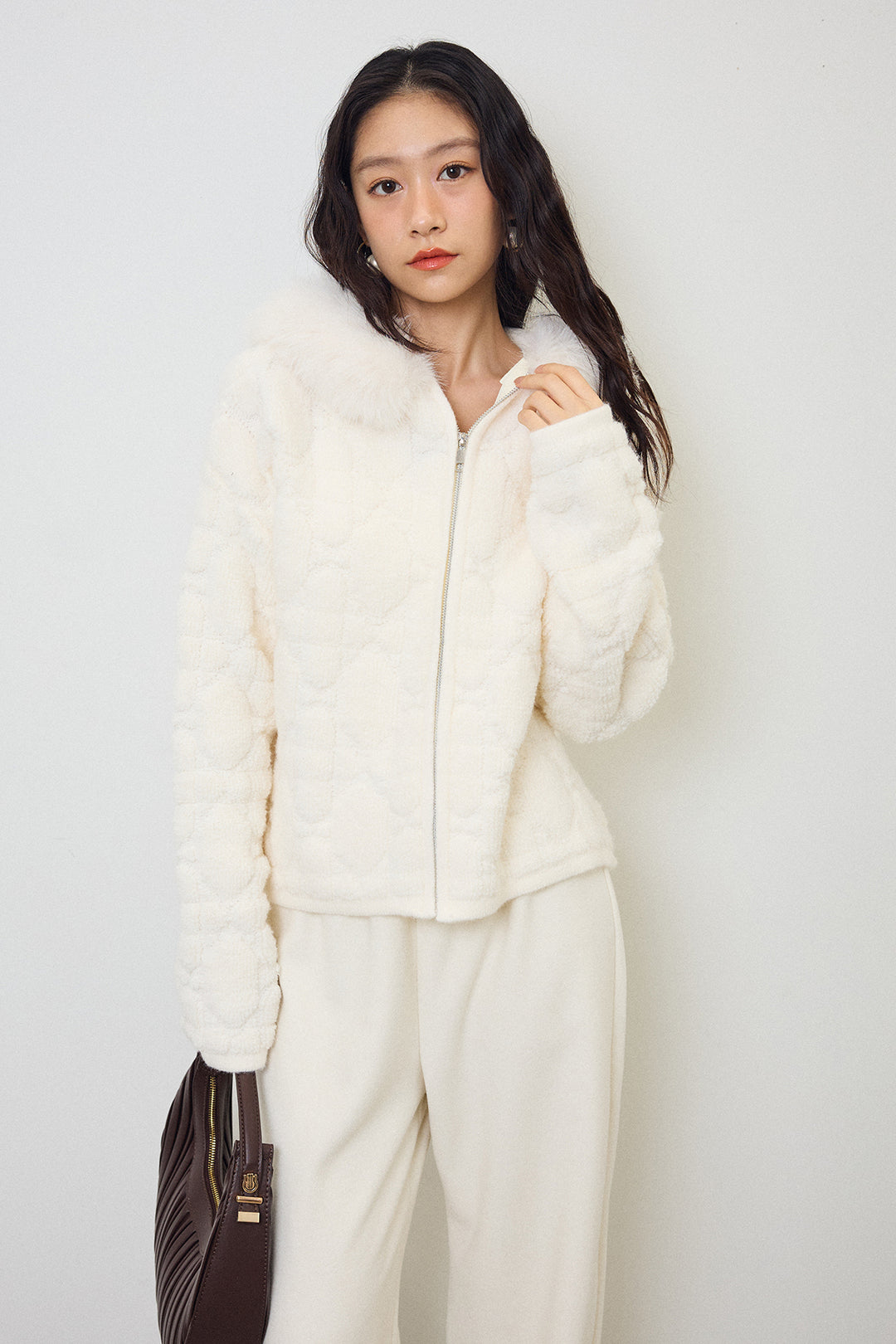 [予約]フードファーキルトZIPニットブルゾン