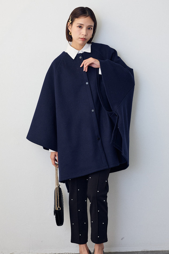 [予約/SET]ウールライクドルマンポンチョコート+センターシームランダムパールパンツ(2set)