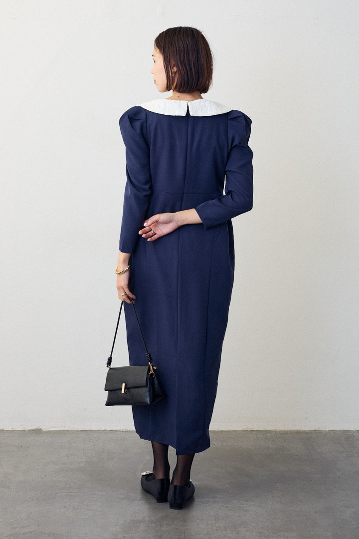 [予約]2wayレースカラーコクーンワンピース