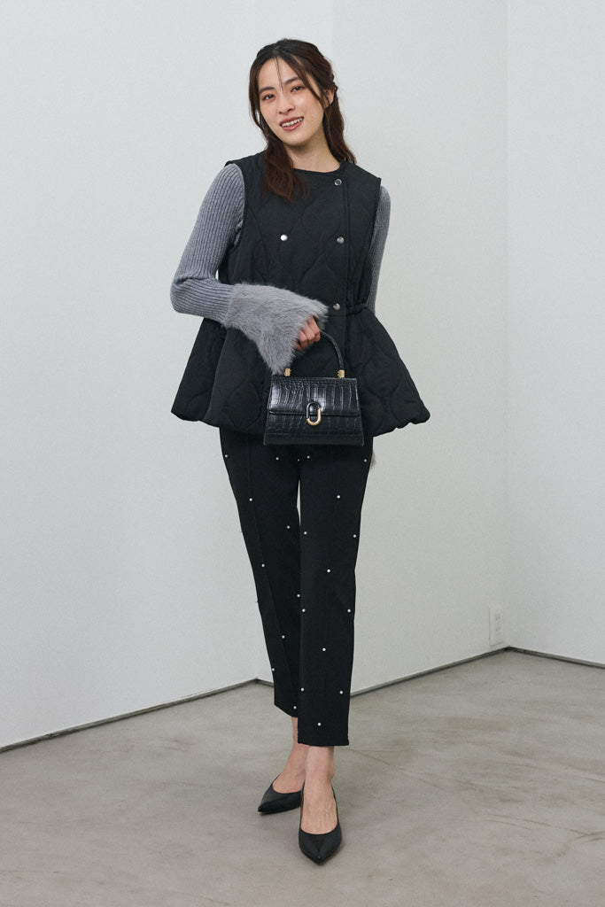 [予約]フェザー切替スリーブフレアニット