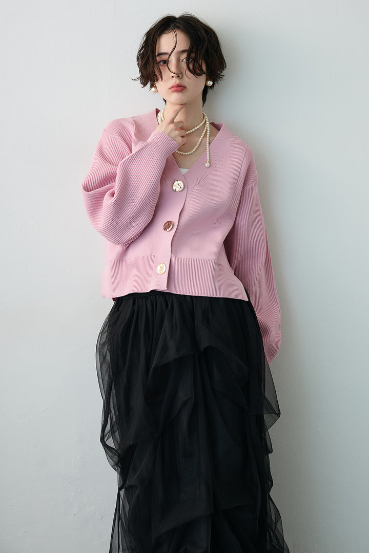 [予約]スポンディッシュBIGボタンクロップドカーデ