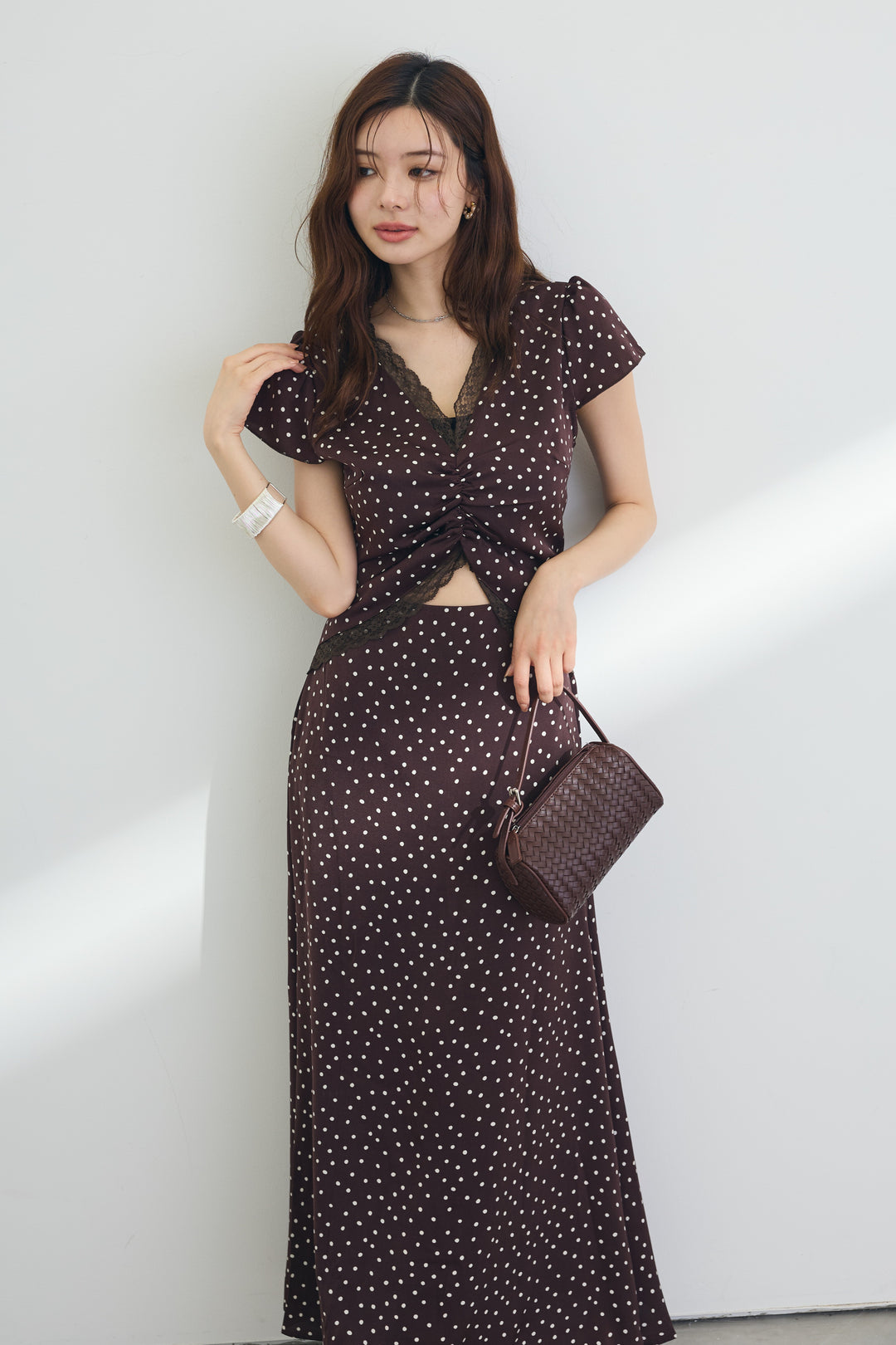 [予約]フロントカットドット美シルエットワンピ